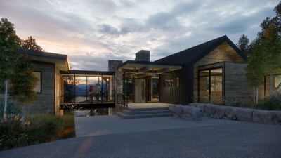 Floor to ceiling windows and the endless patio space on this mountain home are perfect for taking in the scenery. The outdoor hot tub and fire pit make it easy to warm up on a cold winter evening. These beautiful dusk shots are a fun change from the typical daytime rendering. A big thanks to Centre Sky Architecture for letting us work on this project! 
